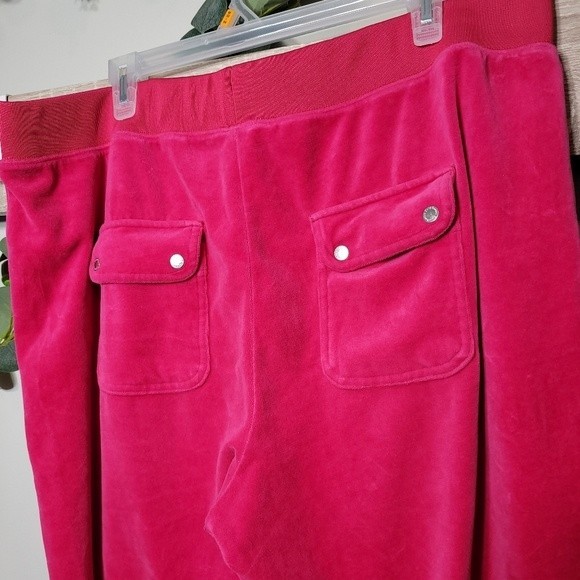 Iconic Juicy Couture Plus Size 1X Velour Track Pants Hot Pink Y2K Barbiecore - Picture 5 of 11